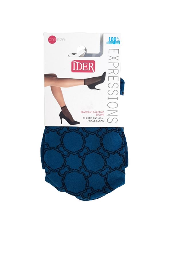 WOMAN OPAQUE ANKLE SOCKS 50DEN GEOMETRIC EXAGON PATTERN