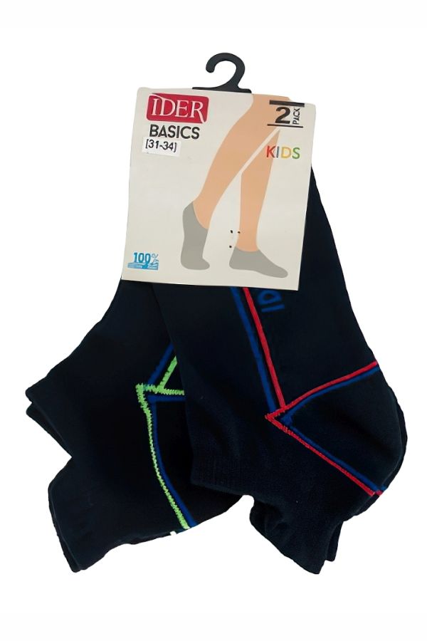 IDER SOCKS - 2-PACK ΣΟΥΜΠΑ ΠΑΙΔ. ΒΑΜΒ. ΦΡΟΤΕ, ΜΑΥΡΟ ΜΕ ΓΛΩΣΣΑ & ΣΧ. ΡΙΓΑ ΣΤΟ ΠΛΑΙ, ΡΟΥΑ/ΚΟΚΚΙΝΟ - ΡΟΥΑ/ΠΡΑΣΙΝΟ