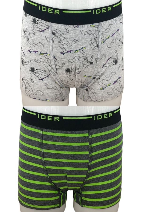 2-PACK ΑΓΟΡΙΣΤΙΚΟ BOXER ΜΕ ΕΞΩΤΕΡΙΚΟ ΛΑΣΤΙΧΟ ΚΑΙ ΤΥΠΩΜΑ ΑΣΤΡΟΝΑΥΤΕΣ ΚΑΙ FLUO ΡΙΓΕ