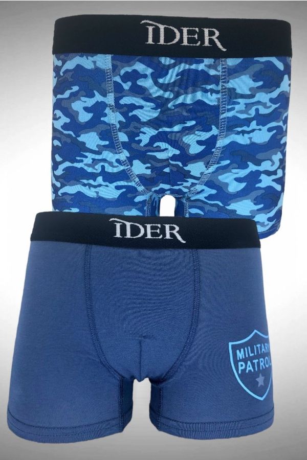 2-PACK ΑΓΟΡΙΣΤΙΚΟ BOXER ΒΑΜΒΑΚΕΡΟ ΜΕ ΕΞΩΤΕΡΙΚΟ ΛΑΣΤΙΧΟ ΚΑΙ ΣΧΕΔΙΟ CAMOUFLAGE ΚΑΙ ΜΟΝΟΧΡΩΜΟ