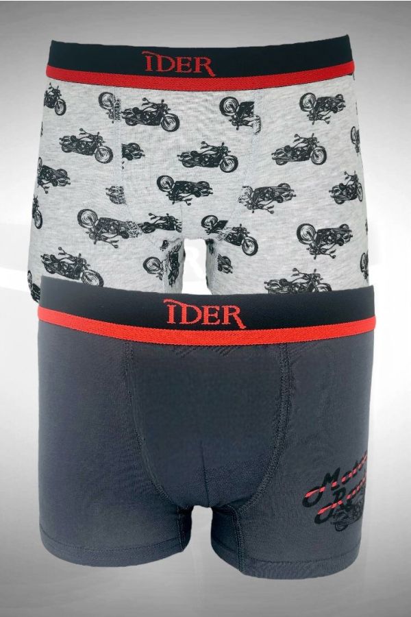 2-PACK ΑΓΟΡΙΣΤΙΚΟ BOXER ΒΑΜΒΑΚΕΡΟ ΜΕ ΕΞΩΤΕΡΙΚΟ ΛΑΣΤΙΧΟ ΚΑΙ ΣΧΕΔΙΟ ΜΗΧΑΝΕΣ ΚΑΙ ΜΟΝΟΧΡΩΜΟ