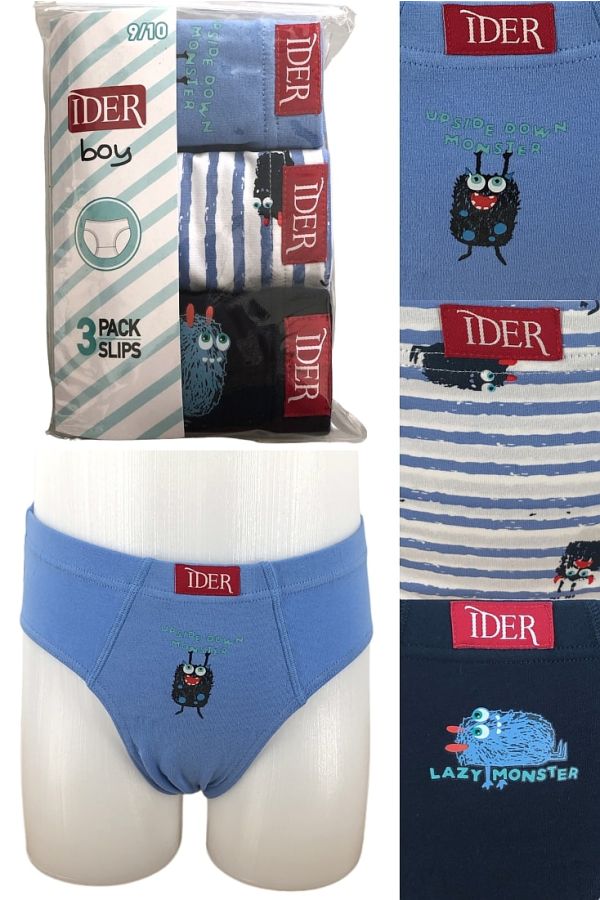 3-PACK ΑΓΟΡΙΣΤΙΚΟ ΣΛΙΠ ΜΕ ΕΣΩΤΕΡΙΚΟ ΛΑΣΤΙΧΟ ΚΑΙ ΤΥΠΩΜΑ MONSTERS