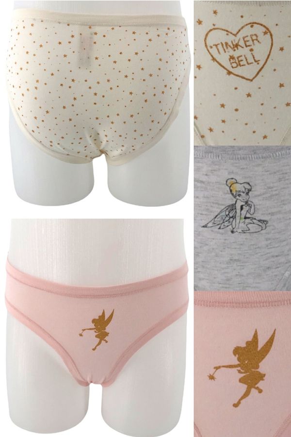 3-PACK ΚΟΡΙΤΣΙΣΤΙΚΟ ΣΛΙΠ ΒΑΜΒΑΚΕΡΟ ΜΕ ΤΥΠΩΜΑ TINKER BELL