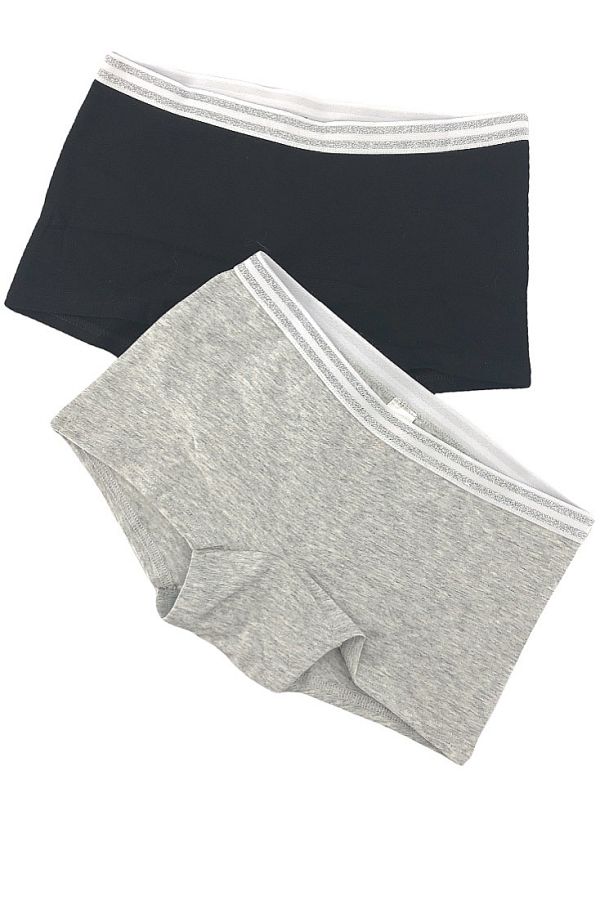 2-PACK BASICS ΚΟΡΙΤΣΙΣΤΙΚΟ BOXER ΒΑΜΒΑΚΕΡΟ ΜΕ ΕΞΩΤΕΡΙΚΟ ΛΑΣΤΙΧΟ ΜΕ LUREX ΡΙΓΑ