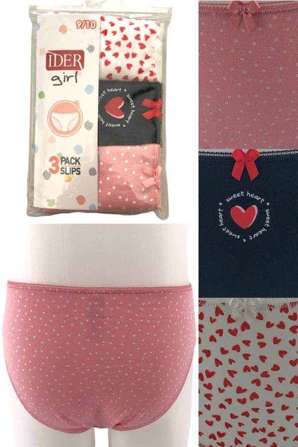 3-PACK ΚΟΡΙΤΣΙΣΤΙΚΟ ΣΛΙΠ ΒΑΜΒΑΚΕΡΟ ΜΕ ΣΧΕΔΙΑ ΚΑΡΔΙΕΣ-ΠΟΥΑ
