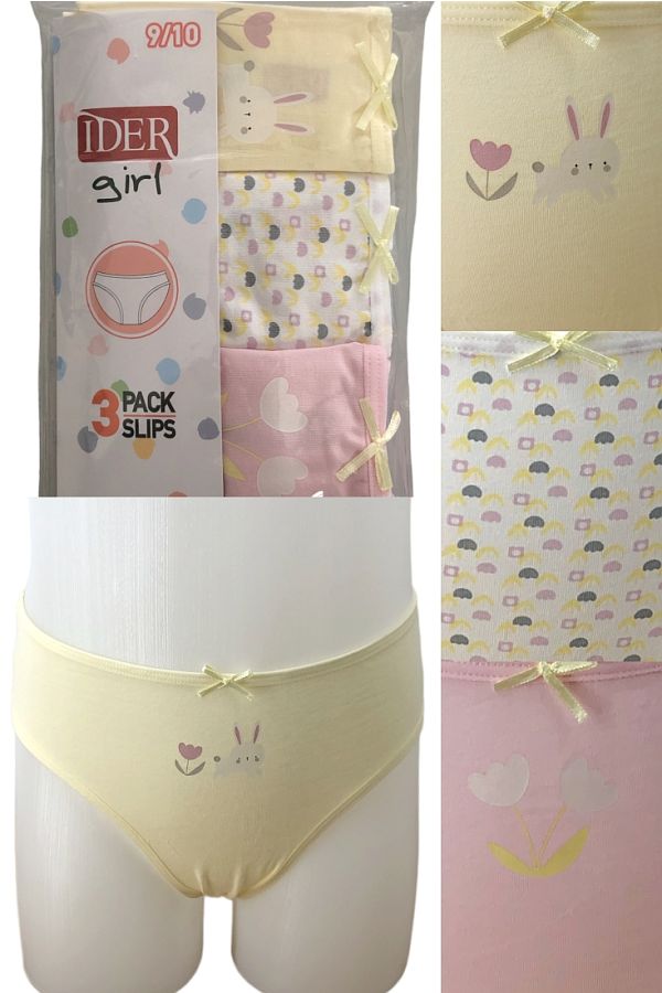 3-PACK ΚΟΡΙΤΣΙΣΤΙΚΟ ΣΛΙΠ ΒΑΜΒΑΚΕΡΟ ΜΕ ΤΥΠΩΜΑ FLORAL/ΚΟΥΝΕΛΑΚΙ
