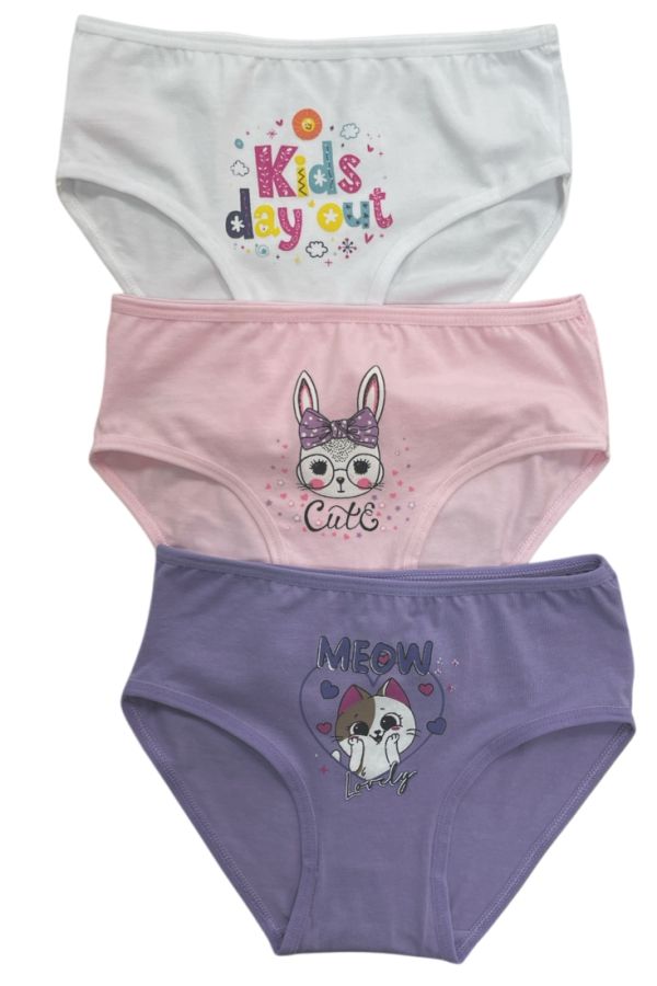 3-PACK ΚΟΡΙΤΣΙΣΤΙΚΟ ΣΛΙΠ ΒΑΜΒΑΚΕΡΟ ΜΕ ΣΧΕΔΙΑ KIDS DAY OUT-ΓΑΤΑΚΙ-ΛΑΓΟΥΔΑΚΙ