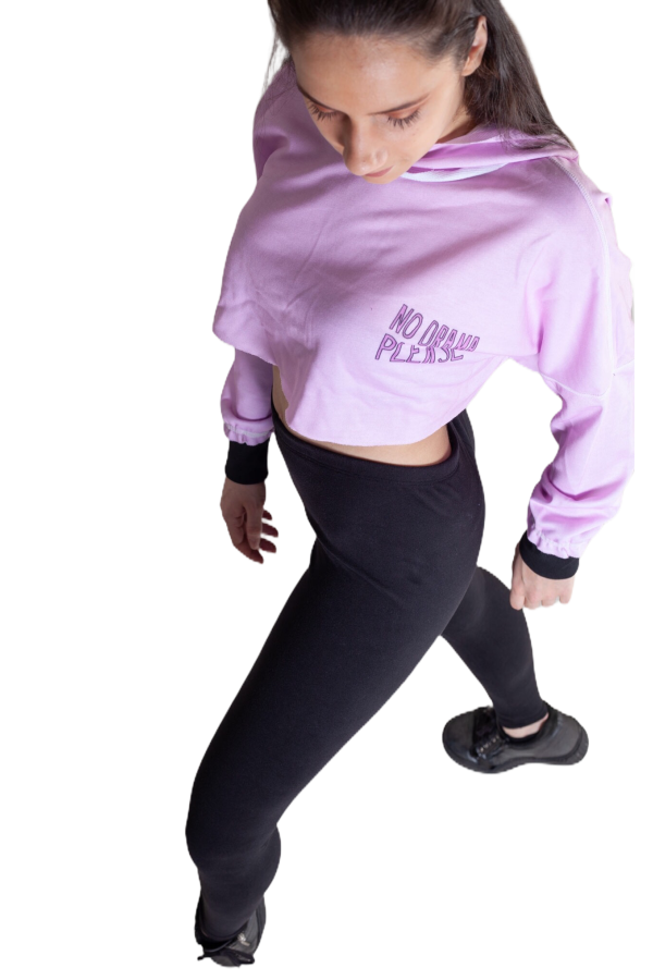 IDER - ΜΠΛΟΥΖΑ ΓΥΝΑΙΚΕΙΑ HOODIES ΚΟΝΤΗ ΜΕ ΚΟΥΚΟΥΛΑ ΚΑΙ DIGITAL PRINTING 'NO DRAMA PLEASE'