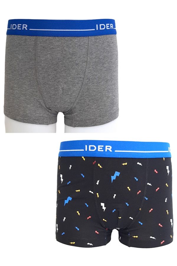 2-PACK ΑΓΟΡΙΣΤΙΚΟ BOXER ΒΑΜΒΑΚΕΡΟ ΜΕ ΕΞΩΤΕΡΙΚΟ ΛΑΣΤΙΧΟ ΚΑΙ ΣΧΕΔΙΟ ΚΕΡΑΥΝΟΥΣ ΚΑΙ ΜΟΝΟΧΡΩΜΟ