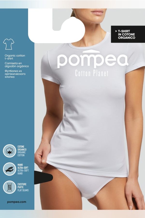 T.SHIRT.COT.PLANET WOMAN T-SHIRT IN STRETCH ORGANIC COTTON WITH FABRIC BINDING FINISHING