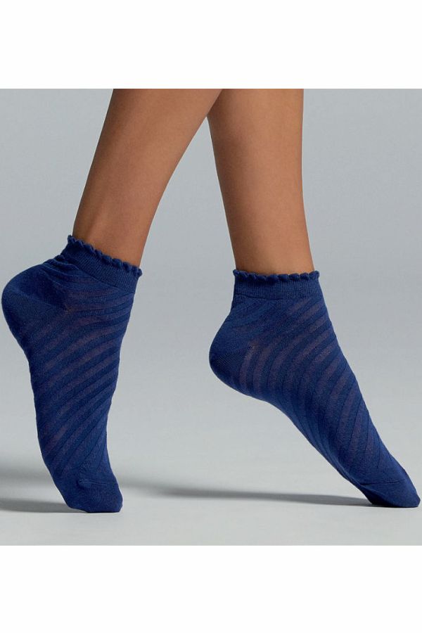 MCZ SVEVA WOMAN COTTON FASHION MINI SOCKS WITH SCALLOPS AT CUFF