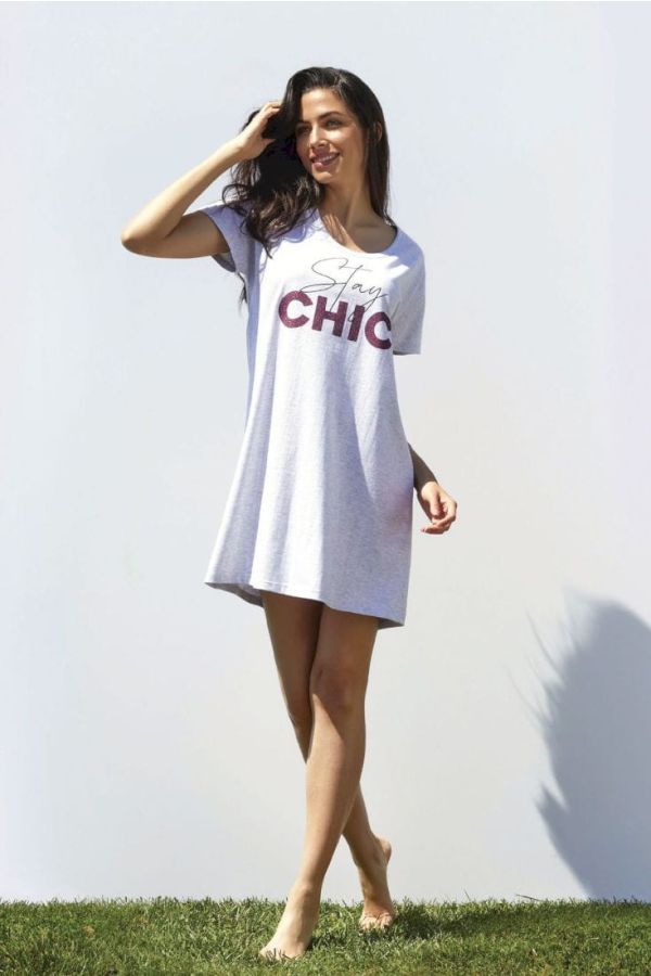 MAXI T.GLADIOLO ΓΥΝΑΙΚΕΙΟ ΒΑΜΒΑΚΕΡΟ ΚΟΝΤΟ ΝΥΧΤΙΚΟ T-SHIRT ΚΑΙ ΔΙΑΦΟΡΑ ΤΥΠΩΜΑΤΑ ΜΕ ΚΟΝΤΟ ΜΑΝΙΚΙ ΛΑΙΜΟΚΟΨΗ