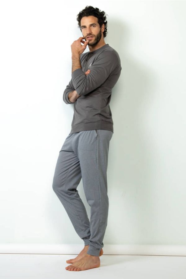 MAN LONG COTTON PYJAMAS WITH TURTAN PATTERN AND LONG SLEEVES