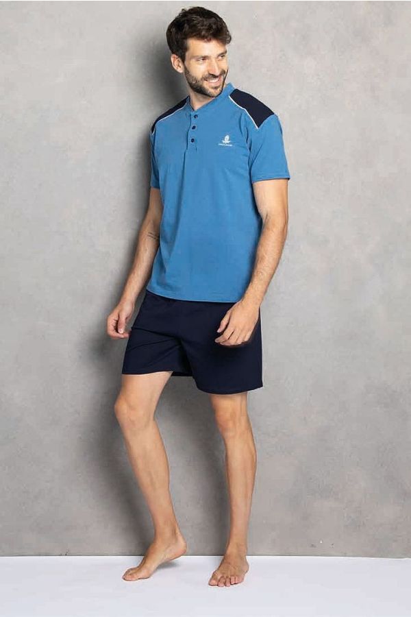 MAN SHORT COTTON PYJAMAS WITH BUTTON OPENING AND POCKETS