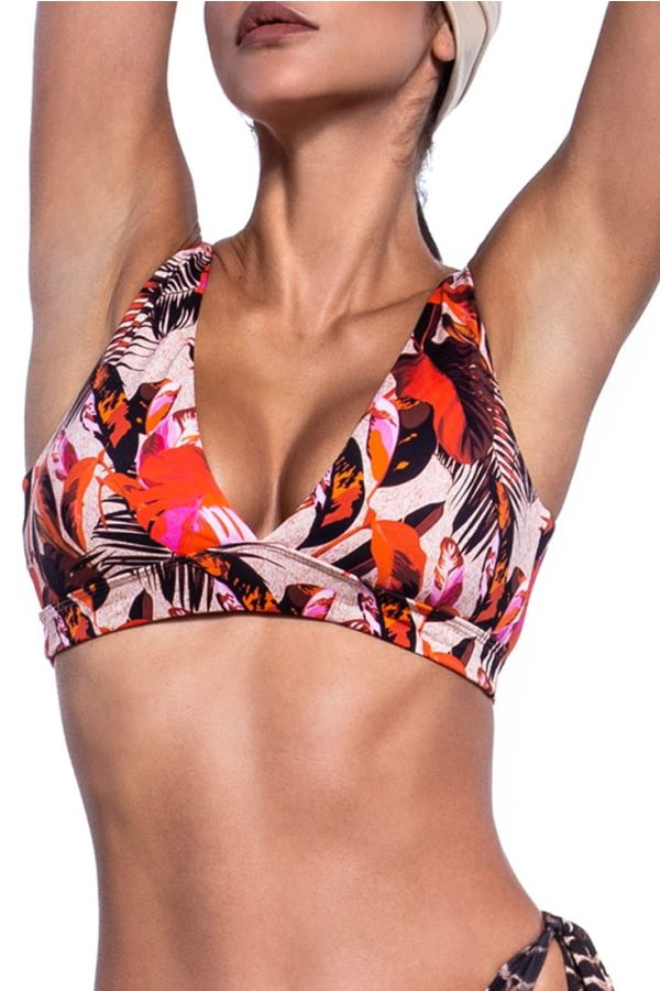TROPICAL CHAOS ΓΥΝΑΙΚΕΙΟ ΜΑΓΙΟ BIKINI TOP ΤΡΙΓΩΝΟ ΜΠΟΥΣΤΟ ΜΕ TROPICAL ΤΥΠΩΜΑ ΦΟΡΙΕΤΑΙ ΜΠΡΟΣ-ΠΙΣΩ ΜΕ ΑΦΑΙΡΟΥΜΕΝΗ ΕΝΙΣΧΥΣΗ