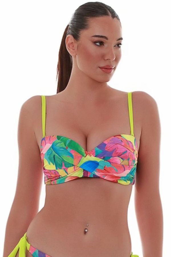 ΓΥΝΑΙΚΕΙΟ ΜΑΓΙΟ BIKINI TOP STRAPLESS ΝΤΡΑΠΕ CUP D & FLORAL ΤΥΠΩΜΑ-EXOTIC CHARM