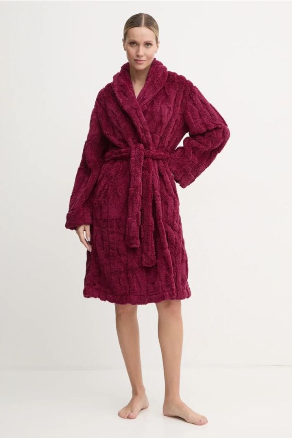 DKNY ΓΥΝΑΙΚΕΙΑ ΜΑΚΡΙΑ FLEECE ΡΟΜΠΑ ΣΤΑΥΡΩΤΗ