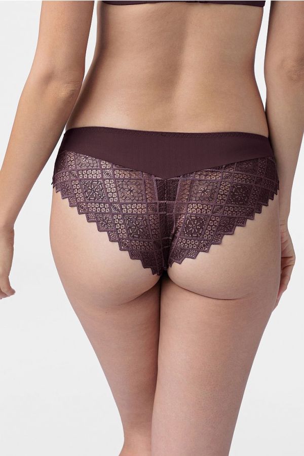 2-PACK ΓΥΝΑΙΚΕΙΟ ΣΛΙΠ ΠΑΡΤΟ HIPSTER ΑΠΌ ΜΙΚΡΟΪΝΑ ΜΕ ΓΕΩΜΕΤΡΙΚΗ ΔΑΝΤΕΛΑ - KELSEA-2PP CHEEKY HIPSTER