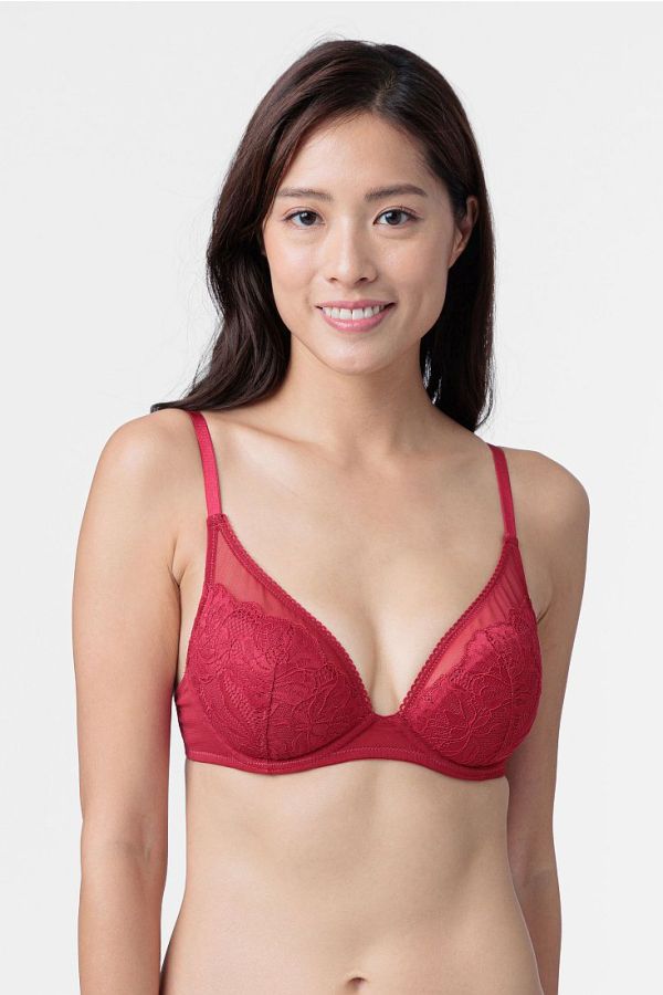 2-PACK ΓΥΝΑΙΚΕΙΟ ΣΟΥΤΙΕΝ 3/4 CUP ΧΑΜΗΛΟ ΝΤΕΚΟΛΤΕ ΜΕ ΡΑΜΜΕΝΗ ΕΝΙΣΧΥΣΗ ΜΠΑΝΕΛΑ ΚΑΙ FLORAL ΔΑΝΤΕΛΑ - CLARISE-2PP PLUNGE