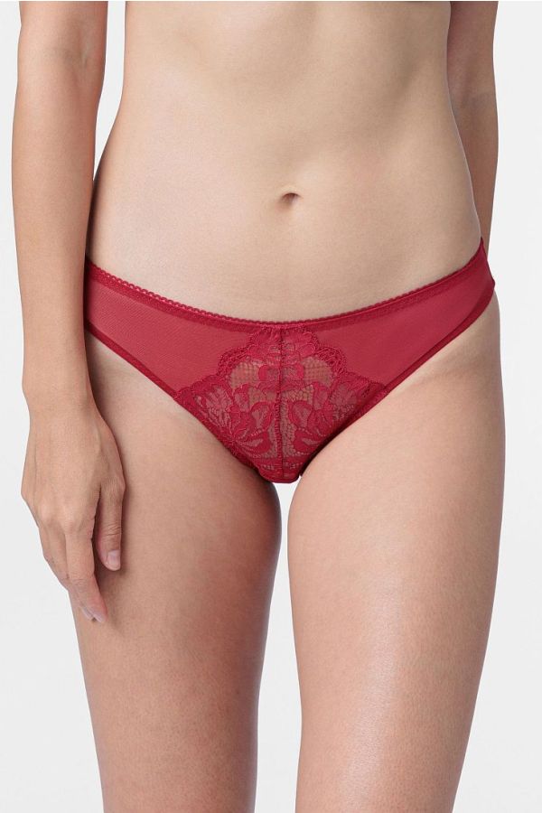 2-PACK ΓΥΝΑΙΚΕΙΟ ΣΛΙΠ BIKINI ΜΕ FLORAL ΔΑΝΤΕΛΑ ΚΑΙ ΔΙΑΦΑΝΟ ΤΟΥΛΙ - CLARISE-2PP BRIEF