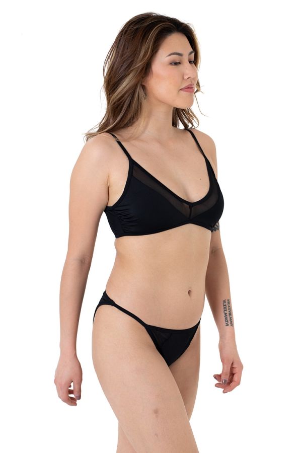 TORCA TANGA ΓΥΝΑΙΚΕΙΟ ΜΑΓΙΟ BIKINI TANGA ΜΟΝΟΧΡΩΜΟ ΜΕ ΔΙΑΦΑΝΕΙΕΣ ECO LINE