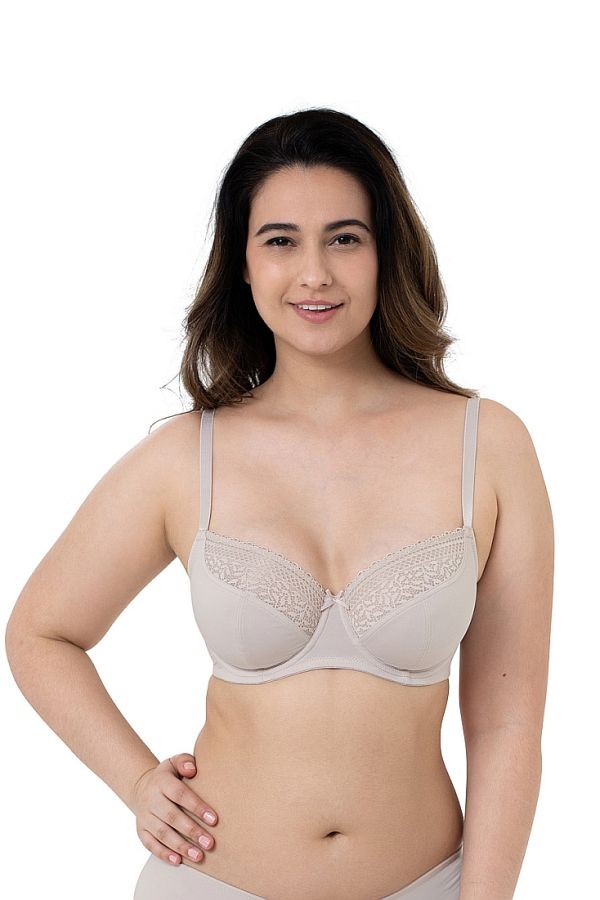 SAVANNA UNLINED_BRA-2 PACK ΜΑΥΡΟ-ΜΠΕΖ ΓΥΝΑΙΚΕΙΟ ΣΟΥΤΙΕΝ ΜΕ ΒΑΘΥ ΝΤΕΚΟΛΤΕ 3/4 CUP ΜΕ ΜΠΑΝΕΛΑ ΧΩΡΙΣ ΕΝΙΣΧΥΣΗ ΜΕ FLORAL ΔΑΝΤΕΛΑ