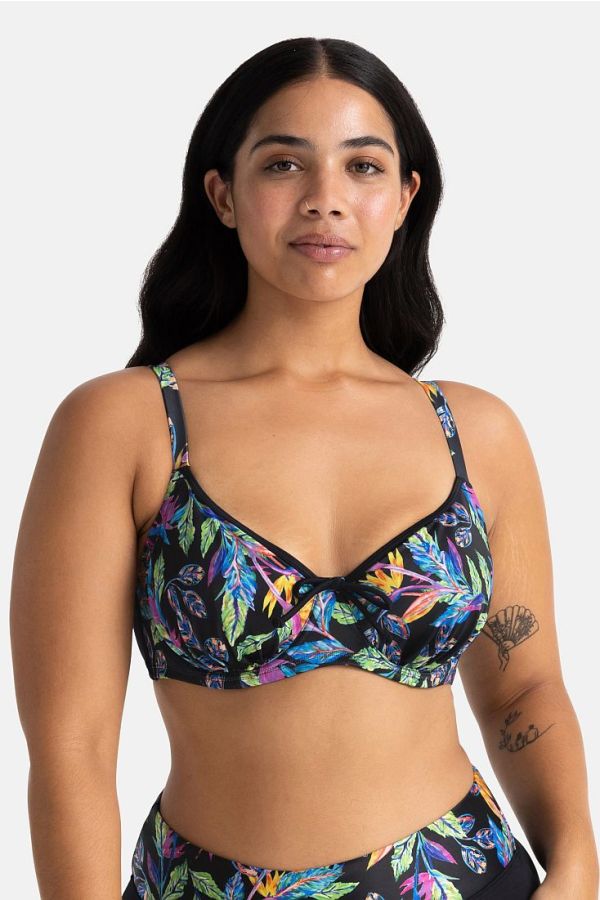 ΓΥΝΑΙΚΕΙΟ BIKINI TOP CURVES ΧΩΡΙΣ ΕΝΙΣΧΥΣΗ ΜΕ ΜΠΑΝΕΛΑ TROPICAL MOTIBA ΚΑΙ ΦΙΟΓΚΑΚΙ - BAYAHIBE