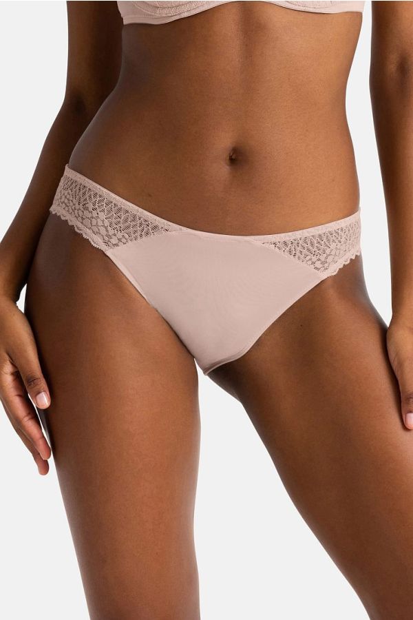2-PACK ΓΥΝΑΙΚΕΙΟ BIKINI SLIP ΑΠΌ ΜΙΚΡΟΪΝΑ ΚΑΙ ΔΑΝΤΕΛΑ ΜΕ ORGANIC ΣΧΕΔΙΟ - AMORA-2PP