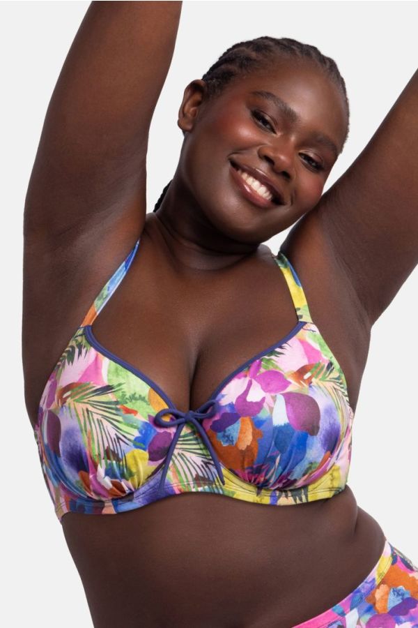 BIKINI TOP ΜΑΓΙΟ CUP D ΧΩΡΙΣ ΕΝΙΣΧΥΣΗ ΜΕ FLORAL ΤΥΠΩΜΑ-MIQUELA CURVES