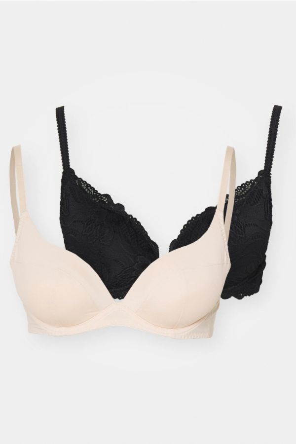 2-PACK ΣΟΥΤΙΕΝ PUSH-UP ΜΕ ΑΠΟΣΠΩΜΕΝΗ ΕΝΙΣΧΥΣΗ ΜΠΑΝΕΛΑ ΧΑΜΗΛΟ ΝΤΕΚΟΛΤΕ ΚΑΙ FLORAL ΔΑΝΤΕΛΑ-ANGIE-2PP PLUNGE
