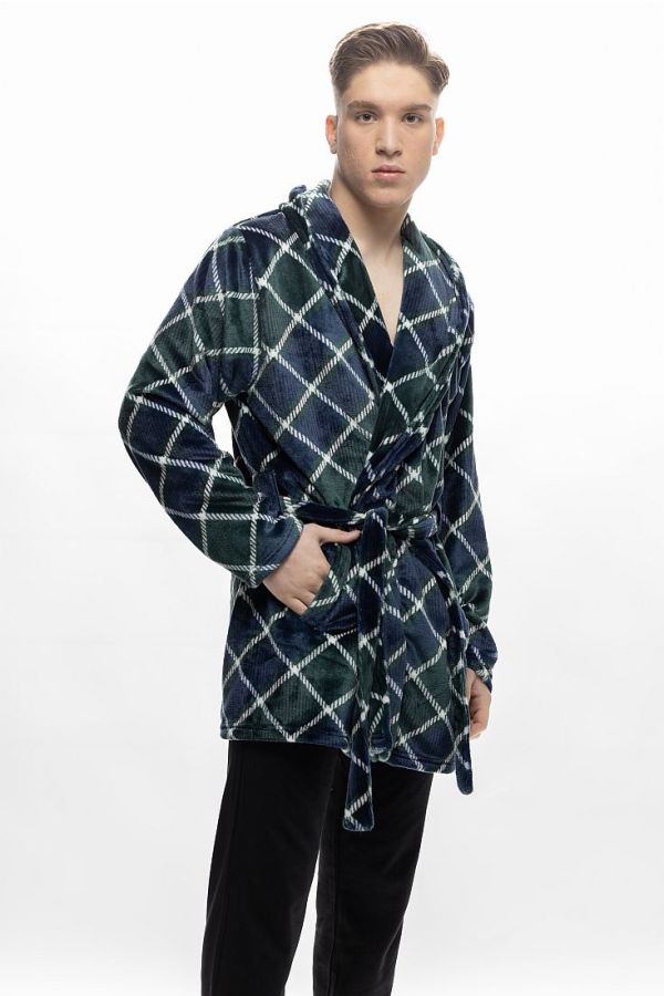ΑΝΔΡΙΚΗ ΚΟΝΤΗ ΡΟΜΠΑ FLEECE ΜΕ ΚΑΡΟ ΣΧΕΔΙΟ