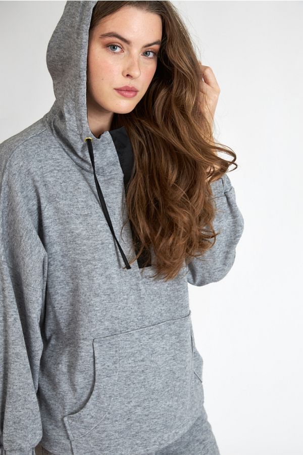 ΓΥΝΑΙΚΕΙΑ ΜΑΚΡΙΑ FLEECE ΦΟΡΜΑ ΜΕ ΦΕΡΜΟΥΑΡ ΣΤΟ ΣΤΗΘΟΣ ΜΠΡΟΣΤΙΝΗ ΤΣΕΠΗ ΚΟΥΚΟΥΛΑ ΜΕ ΚΟΡΔΟΝΙΑ ΚΑΙ ΜΠΑΤΖΑΚΙ ΜΕ ΛΑΣΤΙΧΟ