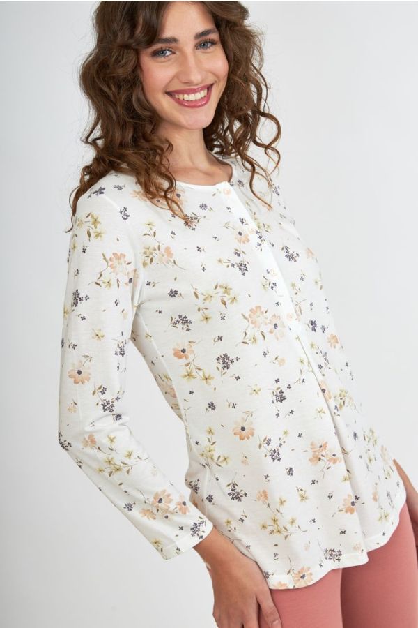 ΓΥΝΑΙΚΕΙΑ ΜΑΚΡΙΑ ΒΑΜΒΑΚΕΡΗ ΠΙΤΖΑΜΑ FLORAL ΜΕ ΠΑΤΙΛΕΤΑ ΚΑΙ ΠΙΕΤΑ