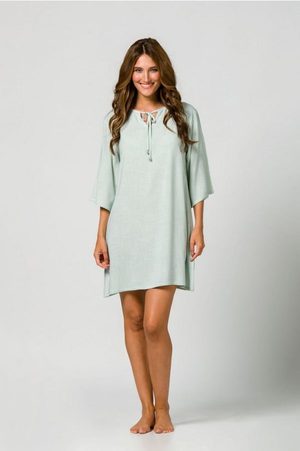 WOMAN VISCOSE TUNIC LARGE LINE UNICOLOR ROUND NECK 3/4 SLEEVES