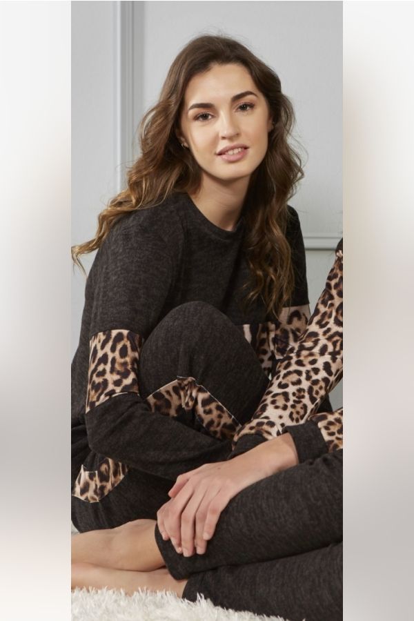 ΓΥΝΑΙΚΕΙΑ ΦΟΡΜΑ ΜΕ ΣΧΕΔΙΟ ΛΕΟΠΑΡ ΛΕΠΤΟ FLEECE ΜΠΑΤΖΑΚΙ ΜΕ ΛΑΣΤΙΧΟ