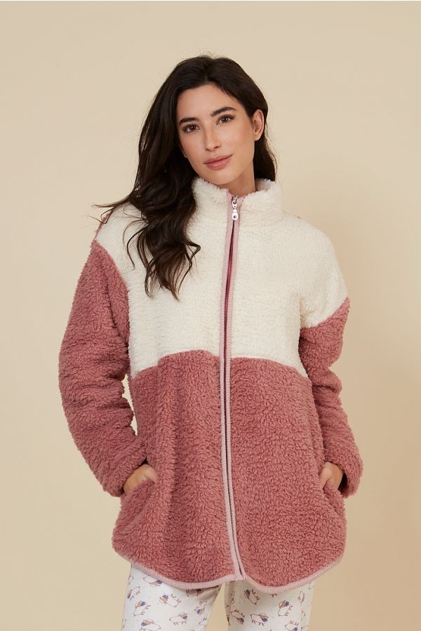 ΓΥΝΑΙΚΕΙΑ FLEECE ΖΑΚΕΤΑ ΔΙΧΡΩΜΗ ΜΕ ΦΕΡΜΟΥΑΡ ΠΛΑΪΝΕΣ ΤΣΕΠΕΣ ΠΡΟΒΑΤΑΚΙ