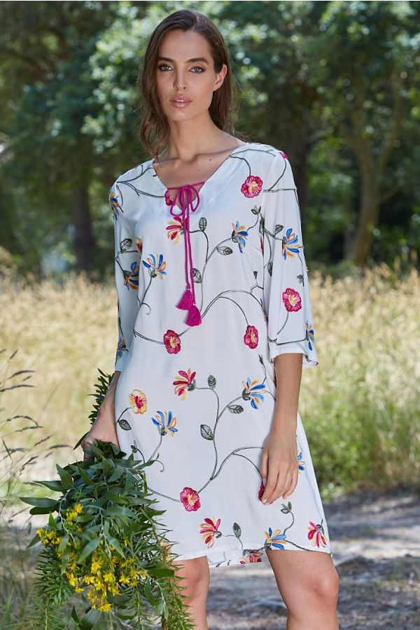 ΓΥΝΑΙΚΕΙΟ ΚΑΦΤΑΝΙ FLORAL ΑΠΌ ΤΕΧΝΗΤΟ ΜΕΤΑΞΙ ΤΡΟΥΑΚΑΡ ΜΑΝΙΚΙ