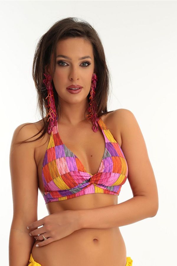 ΓΥΝΑΙΚΕΙΟ ΜΑΓΙΟ BIKINI TOP ΤΡΙΓΩΝΟ ΧΩΡΙΣ ΜΠΑΝΕΛΑ ΑΠΟΣΠΩΜΕΝΗ ΕΝΙΣΧΥΣΗ ΔΕΣΙΜΟ ΣΤΟ ΛΑΙΜΟ ΣΤΗΝ ΠΛΑΤΗ ΚΑΙ ΓΕΩΜΕΤΡΙΚΟ ΣΧΕΔΙΟ