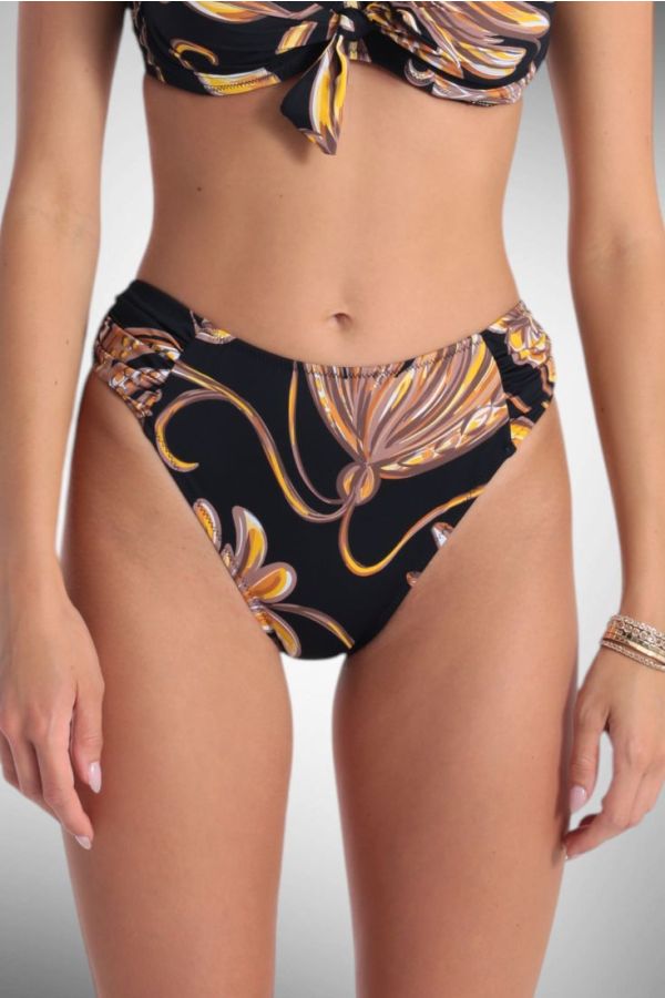 ΓΥΝΑΙΚΕΙΟ ΜΑΓΙΟ BIKINI SLIP ΜΕ ΣΟΥΡΑ ΣΤΟ ΠΛΑΪ 3/4 ΚΑΝΟΝΙΚΗΣ ΠΙΣΩ ΚΑΛΥΨΗΣ ΜΕ FLORAL ΤΥΠΩΜΑ-FLORAL