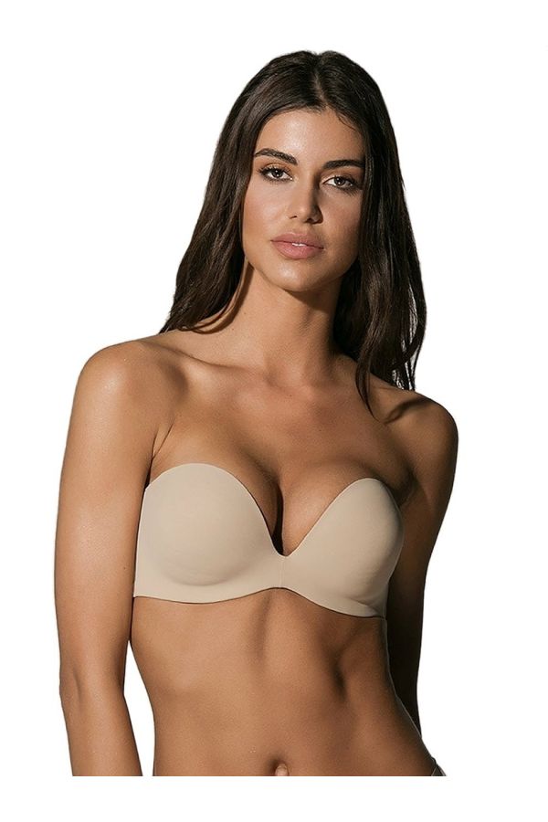 SECRET SENSE STRAPLESS CUP B ΓΥΝΑΙΚΕΙΟ T-SHIRT ΣΟΥΤΙΕΝ ΑΟΡΑΤΟ ΔΙΑΠΝΕΟΝ ΜΕ ΑΦΑΙΡΟΥΜΕΝΗ ΕΝΙΣΧΥΣΗ ΧΑΜΗΛΟ ΝΤΕΚΟΛΤΕ KAI ΣΙΛΙΚΟΝΗ ΣΤΗ ΠΛΑΤΗ