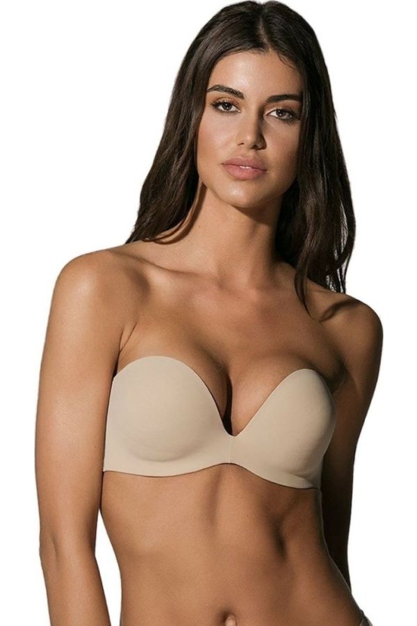 SECRET SENSE STRAPLESS CUP E ΓΥΝΑΙΚΕΙΟ T-SHIRT ΣΟΥΤΙΕΝ ΑΟΡΑΤΟ ΔΙΑΠΝΕΟΝ ΜΕ ΕΛΑΦΡΙΑ ΕΝΙΣΧΥΣΗ ΧΑΜΗΛΟ ΝΤΕΚΟΛΤΕ KAI ΣΙΛΙΚΟΝΗ ΣΤΗ ΠΛΑΤΗ