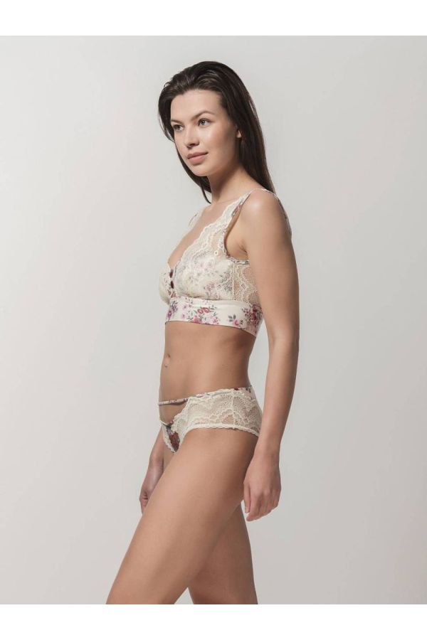 LUNA DAHLIA - ΣΟΥΤΙΕΝ BRALETTE FLORAL, ΜΕ ΔΑΝΤΕΛΑ