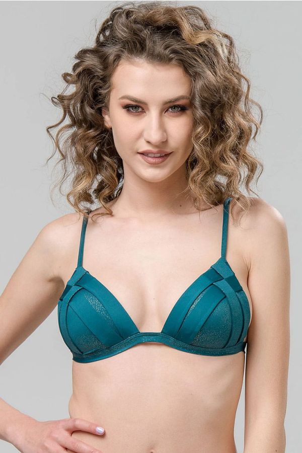 WOMAN SWIMWEAR BRA TRIANGLE GLITTER CUP B PROGRESSIVELY PADDED