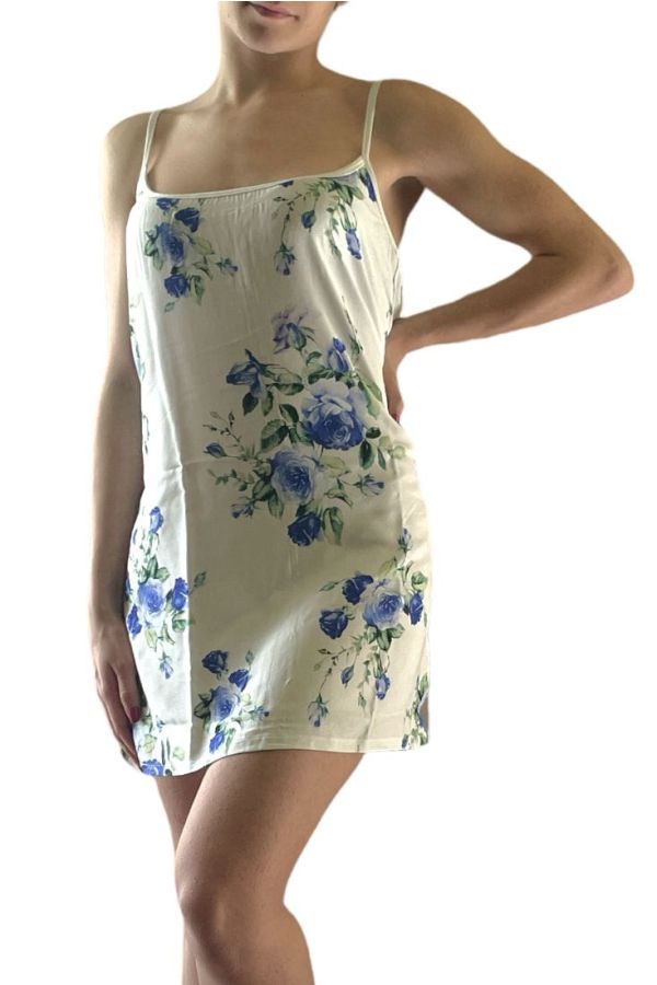 WOMAN SHORT VISCOSE NIGHTDRESS WITH FLORAL PATTERN
