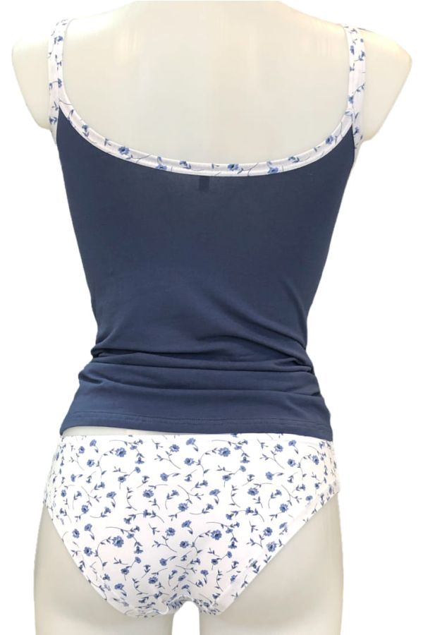 WOMAN SET OF COTTON ΤΑΝΚ & BIKINI SLIP WITH FLORAL PATTERN