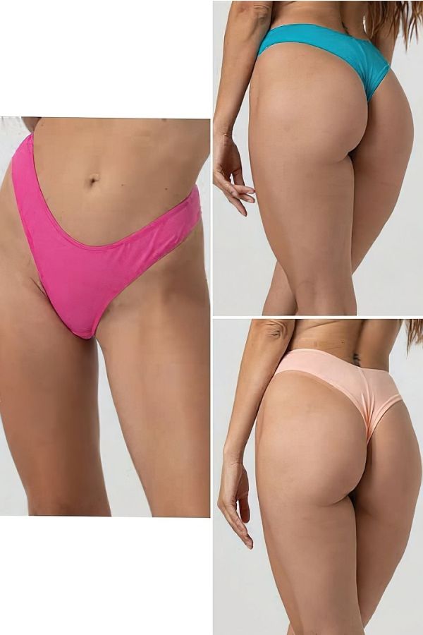 WOMAN COTTON PLAIN SET OF ΤΑΝΚ AND BRIEF BRAZIL V-PULL UP HIGH LEG
