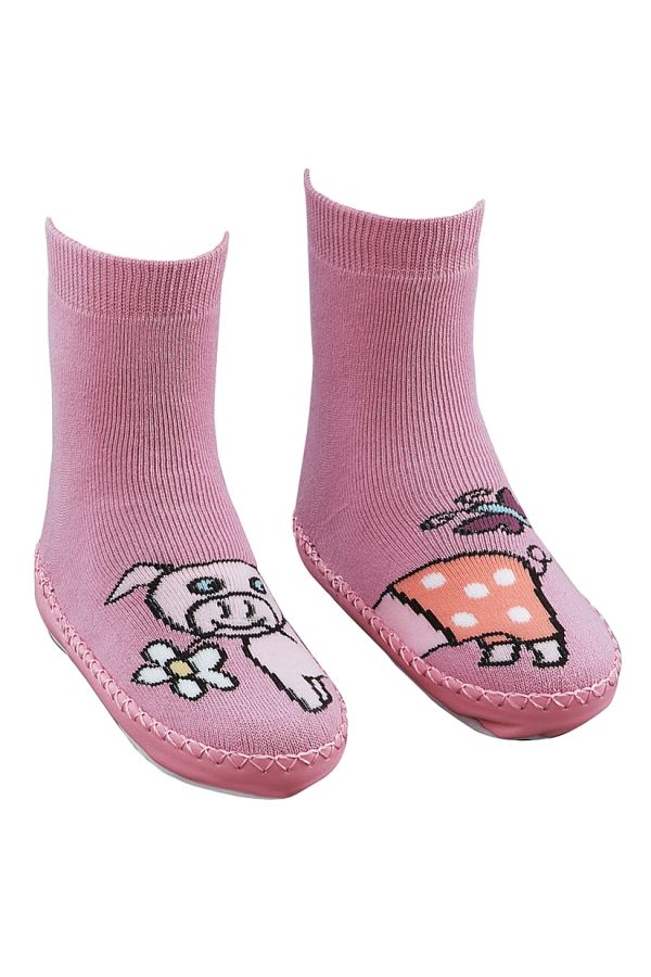 SOCKS 4 FUN ΚΑΛΤΣΟΠΑΝΤΟΦΛΑ ΠΑΙΔΙΚΗ ΒΑΜΒΑΚΕΡΗ ΜΕ ΔΕΡΜΑΤΙΝΗ ΣΟΛΑ ΚΑΙ ΣΧΕΔΙΟ ΖΩΑΚΙΑ (1 ΖΕΥΓΟΣ)