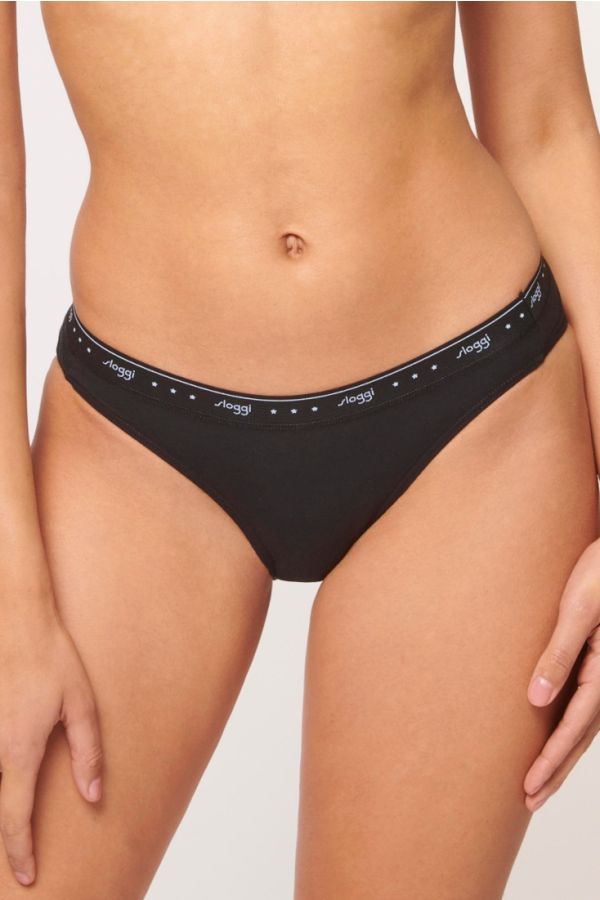 ΓΥΝΑΙΚΕΙΟ ΒΑΜΒΑΚΕΡΟ ΣΛΙΠ BIKINI ΧΑΜΗΛΟΜΕΣΟ ΜΕ ΕΞΩΤΕΡΙΚΟ ΛΑΣΤΙΧΟ ΚΑΝΟΝΙΚΗΣ ΠΙΣΩ ΚΑΛΥΨΗΣ-SLOGGI 24/7 100 MINI