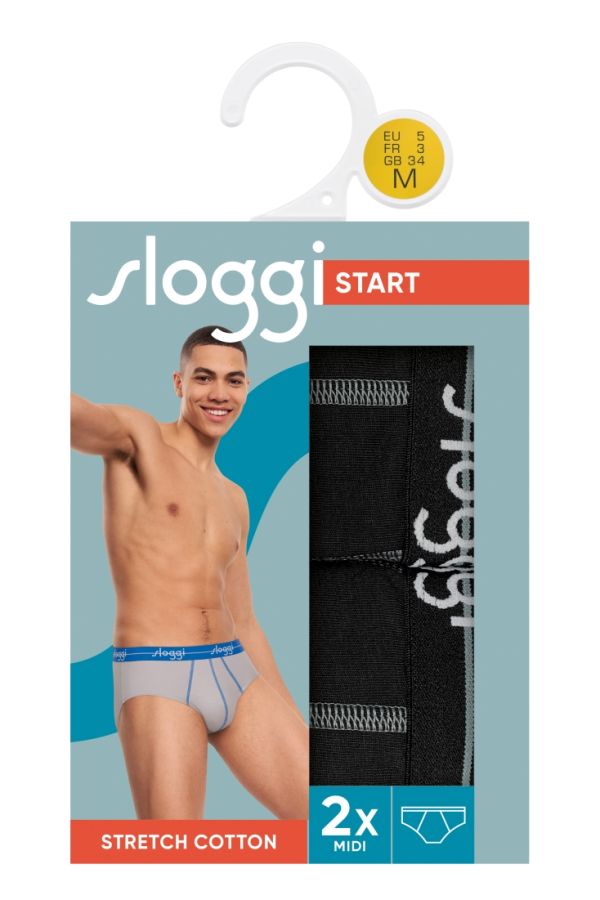 2-PACK ΑΝΔΡΙΚΟ ΒΑΜΒΑΚΕΡΟ MIDI ΣΛΙΠ ΜΕ ΦΑΡΔΥ ΠΛΑΪΝΟ & ΕΞΩΤΕΡΙΚΟ ΛΑΣΤΙΧΟ-SLOGGI MEN START MIDI